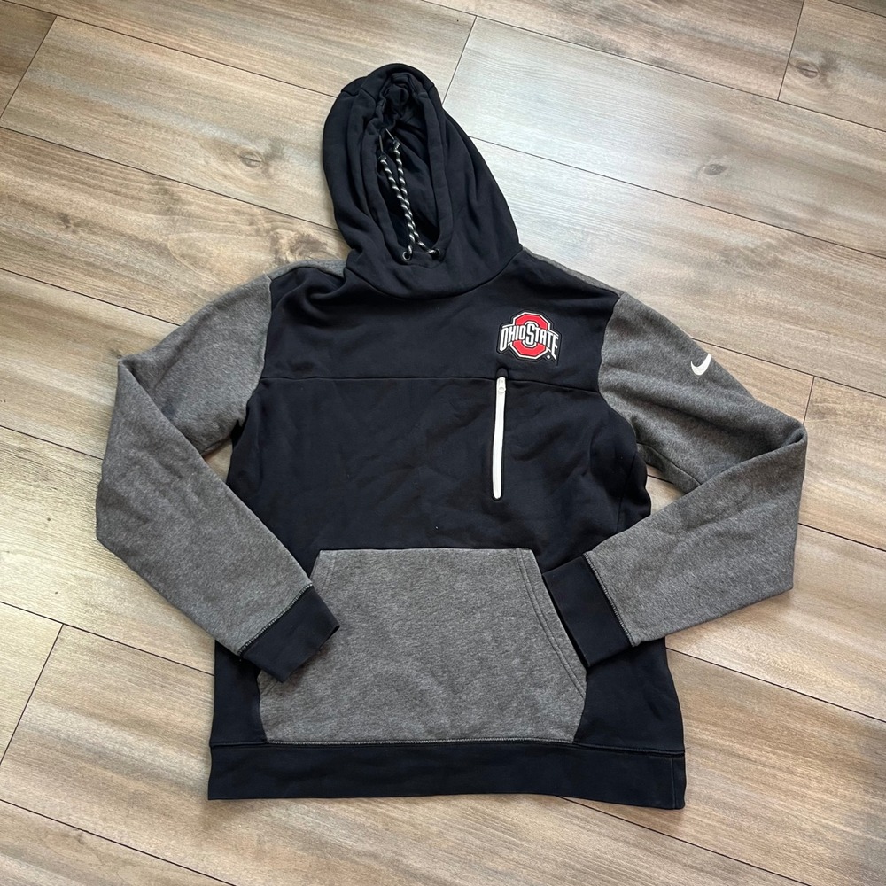 Nike Ohio State Buckeyes Mens Large Black Gray Hoodie Pullover NCAA Sportswear